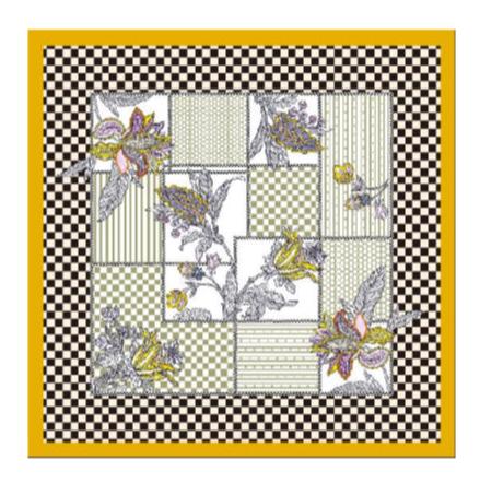 Checkerboard Bloom Carré Silk Scarf full image back