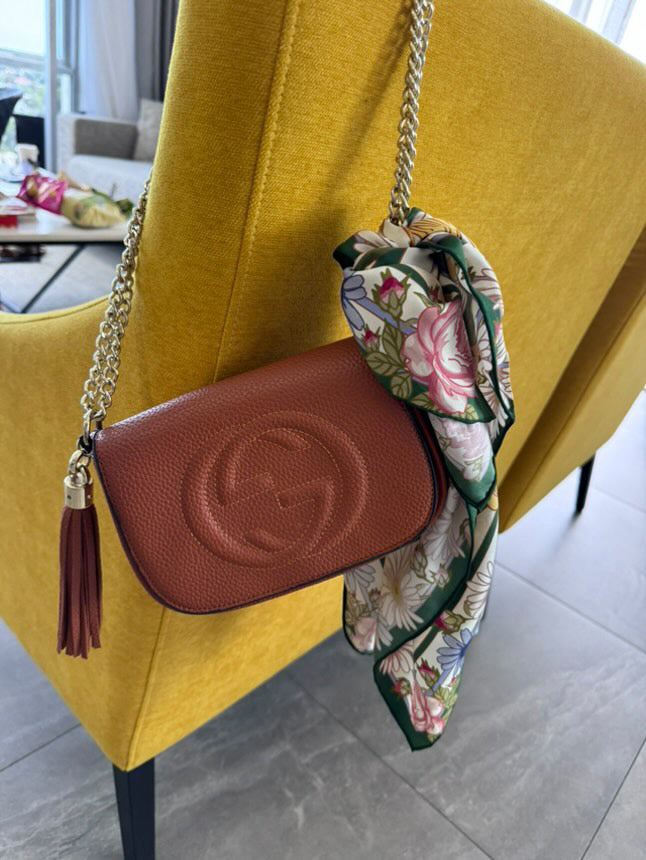 Catwalk Charm Silk Scarf bag accent
