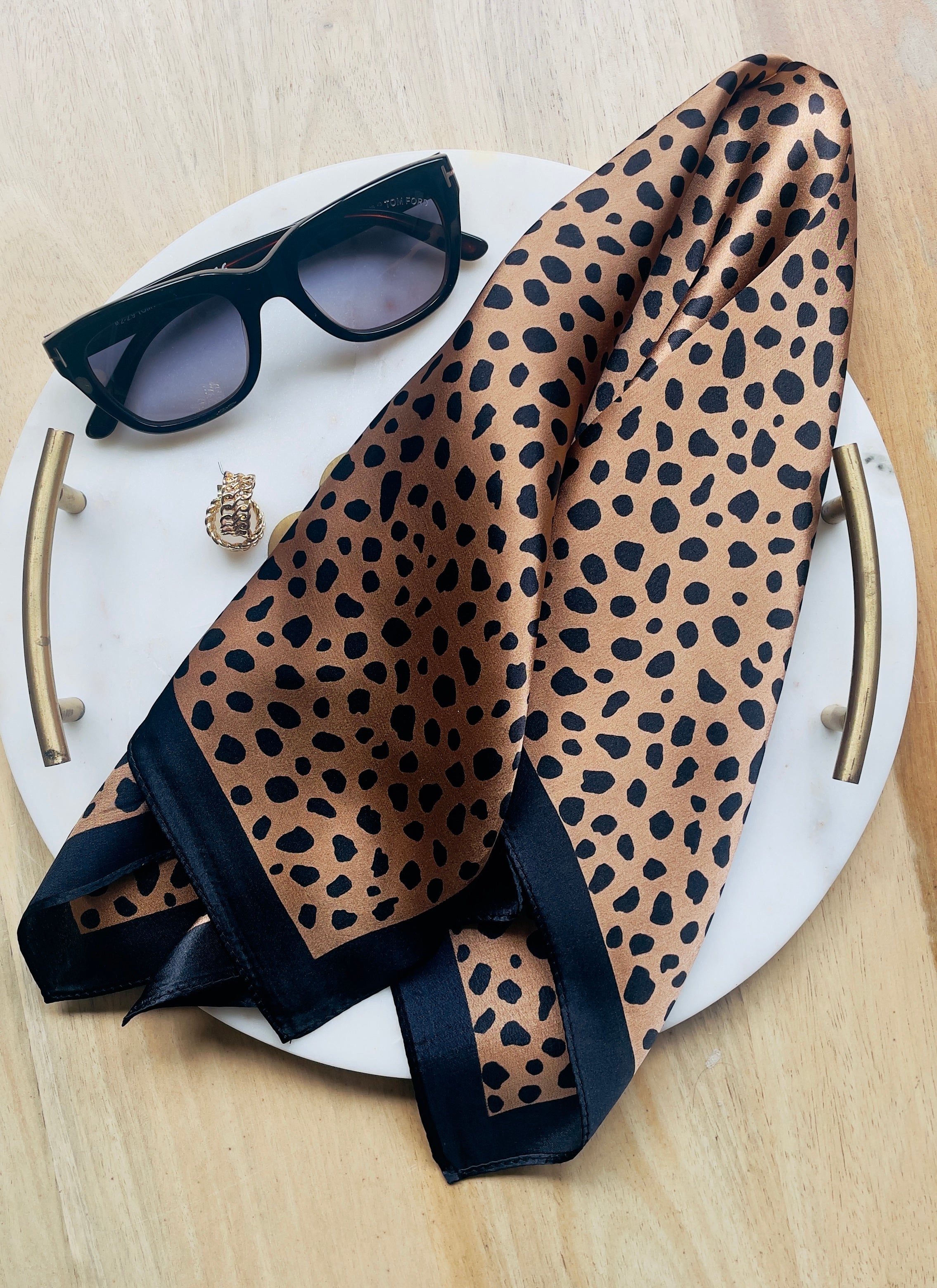 savanna noir silk scarf folded