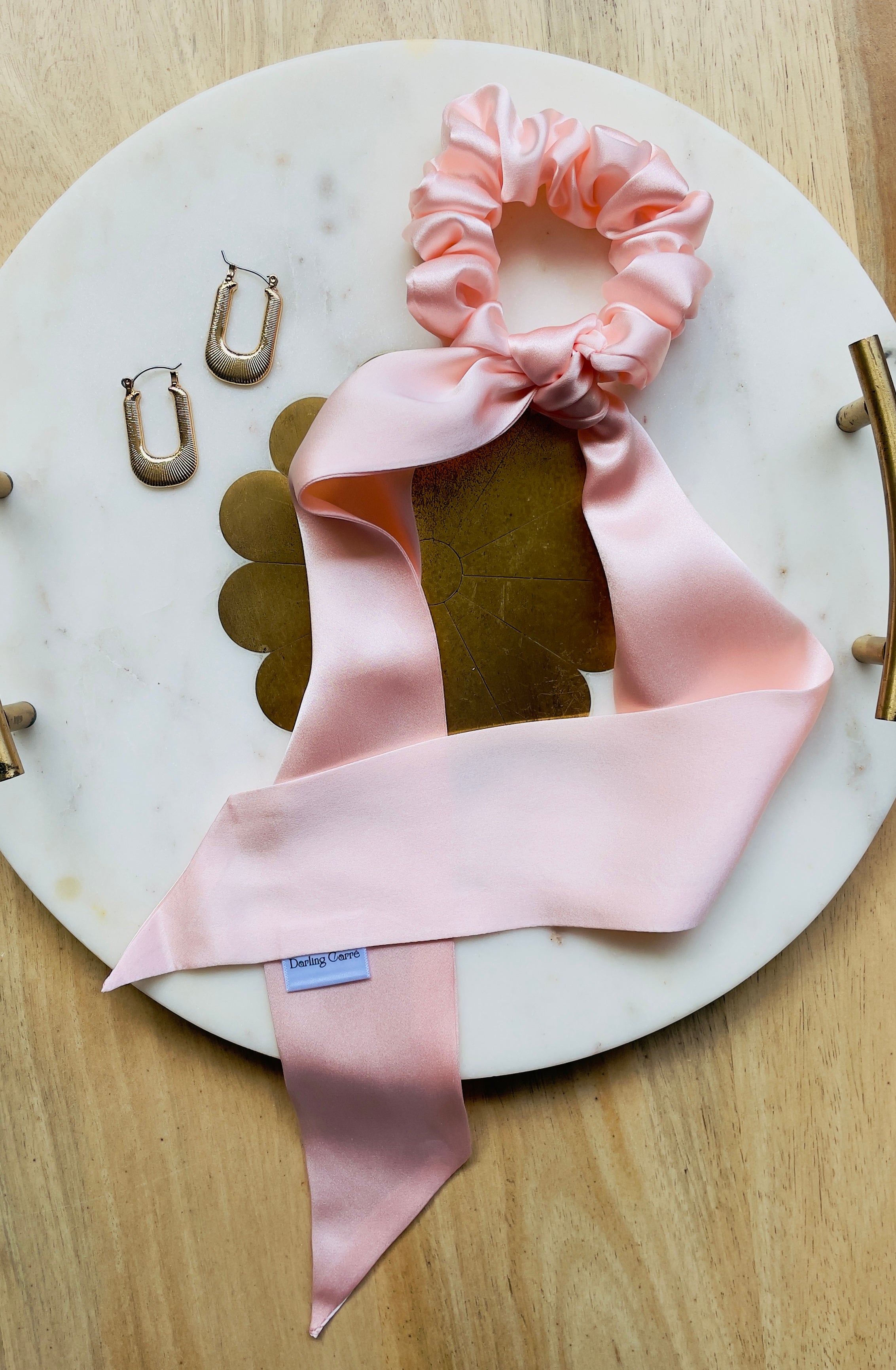 Bowtique Silk Scrunchie Pink Drape