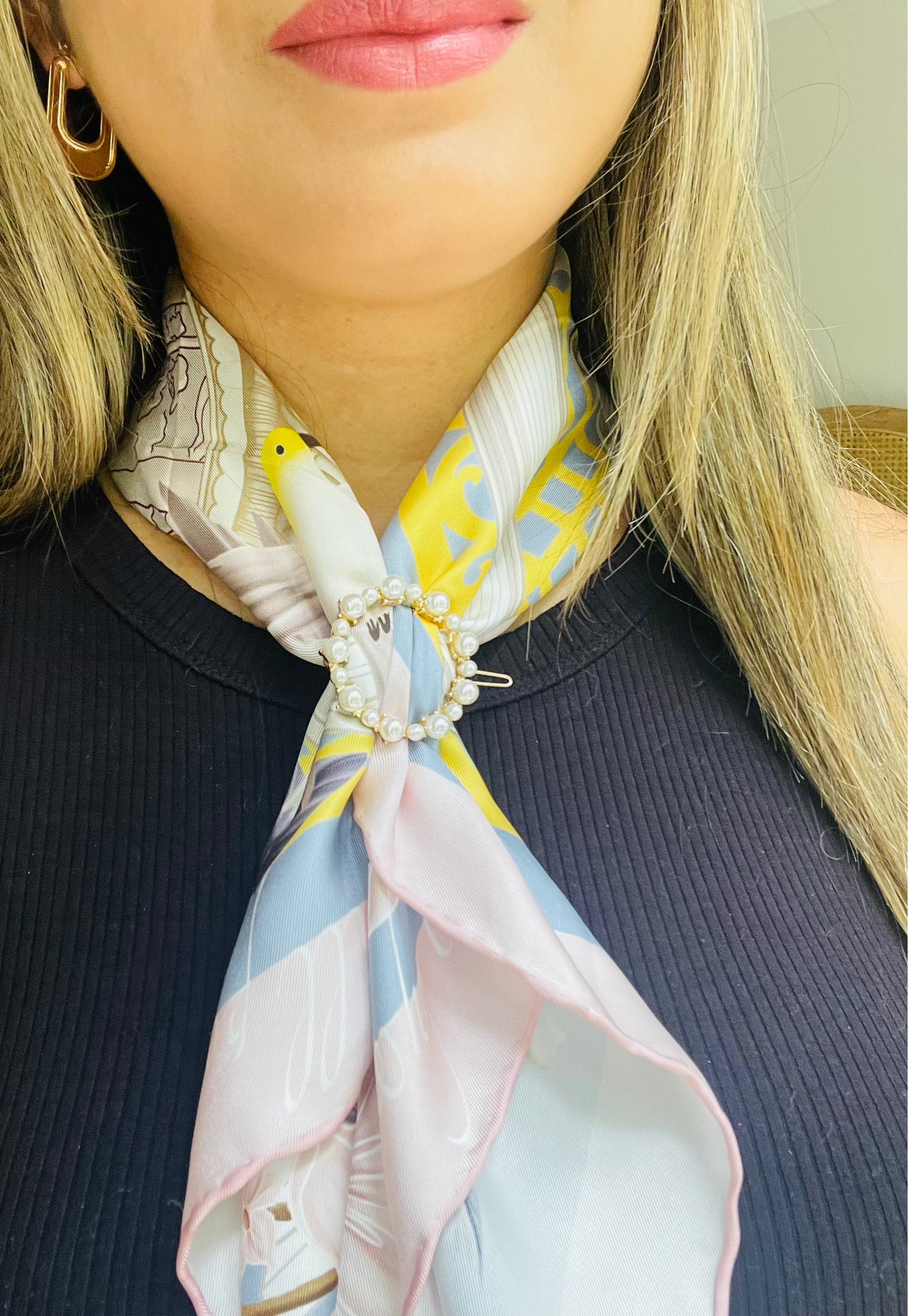 How to wear a silk scarf — Lily’s Muse styled around the neck