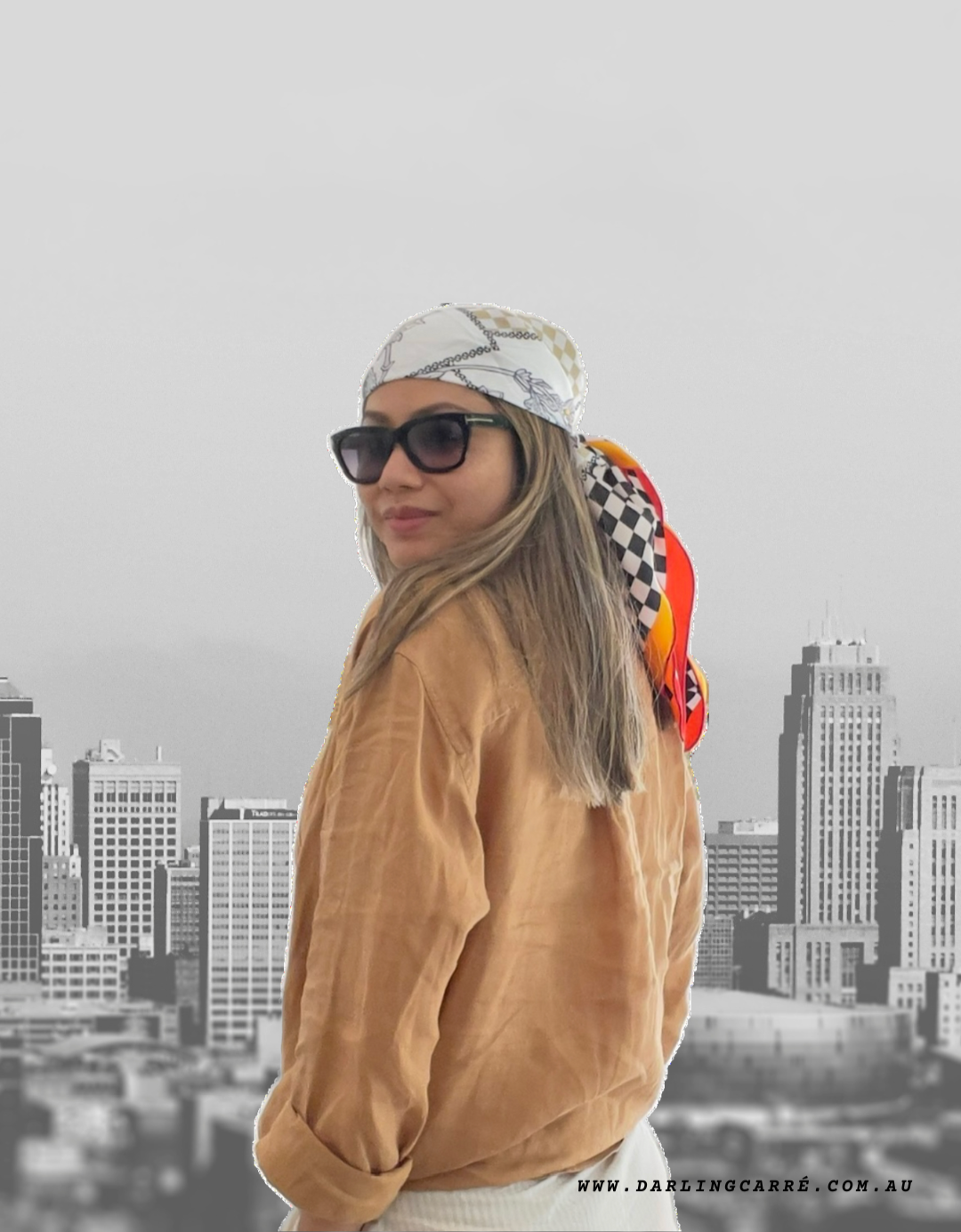 Checkerboard Bloom Carré Silk Scarf bandana 