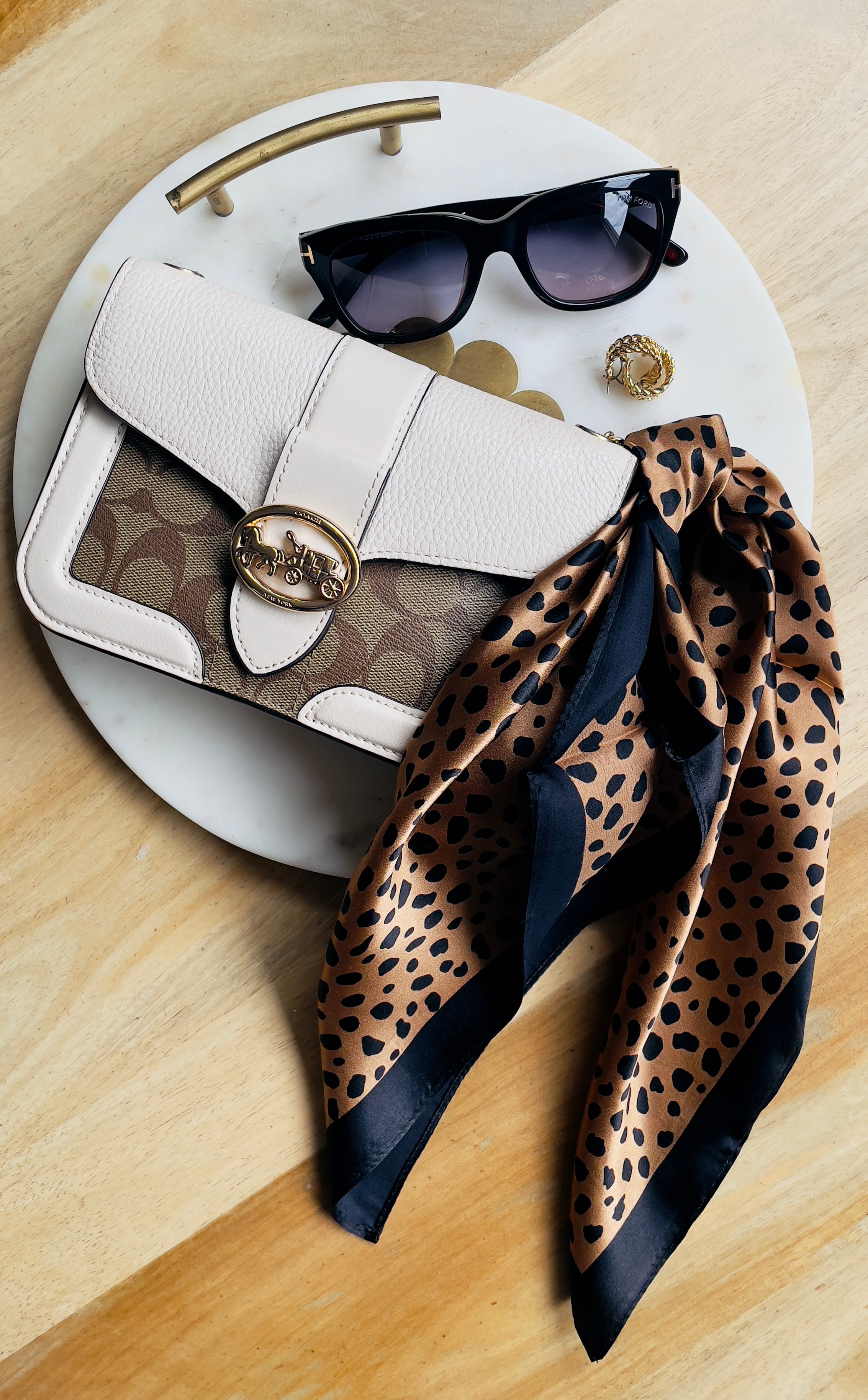 savanna noir silk scarf bag accent