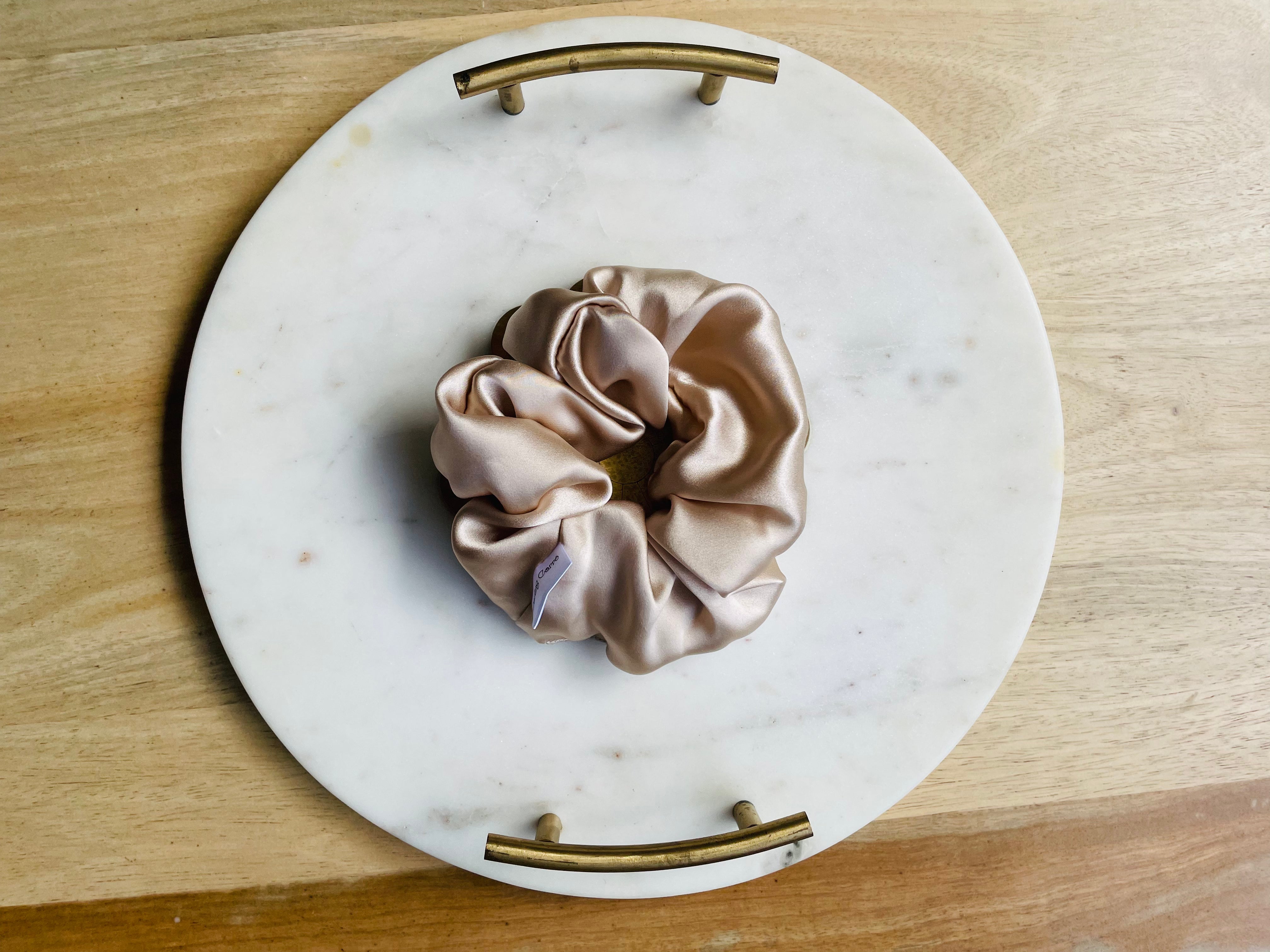 Elegance Up Silk Scrunchie Camel Cream Image 2