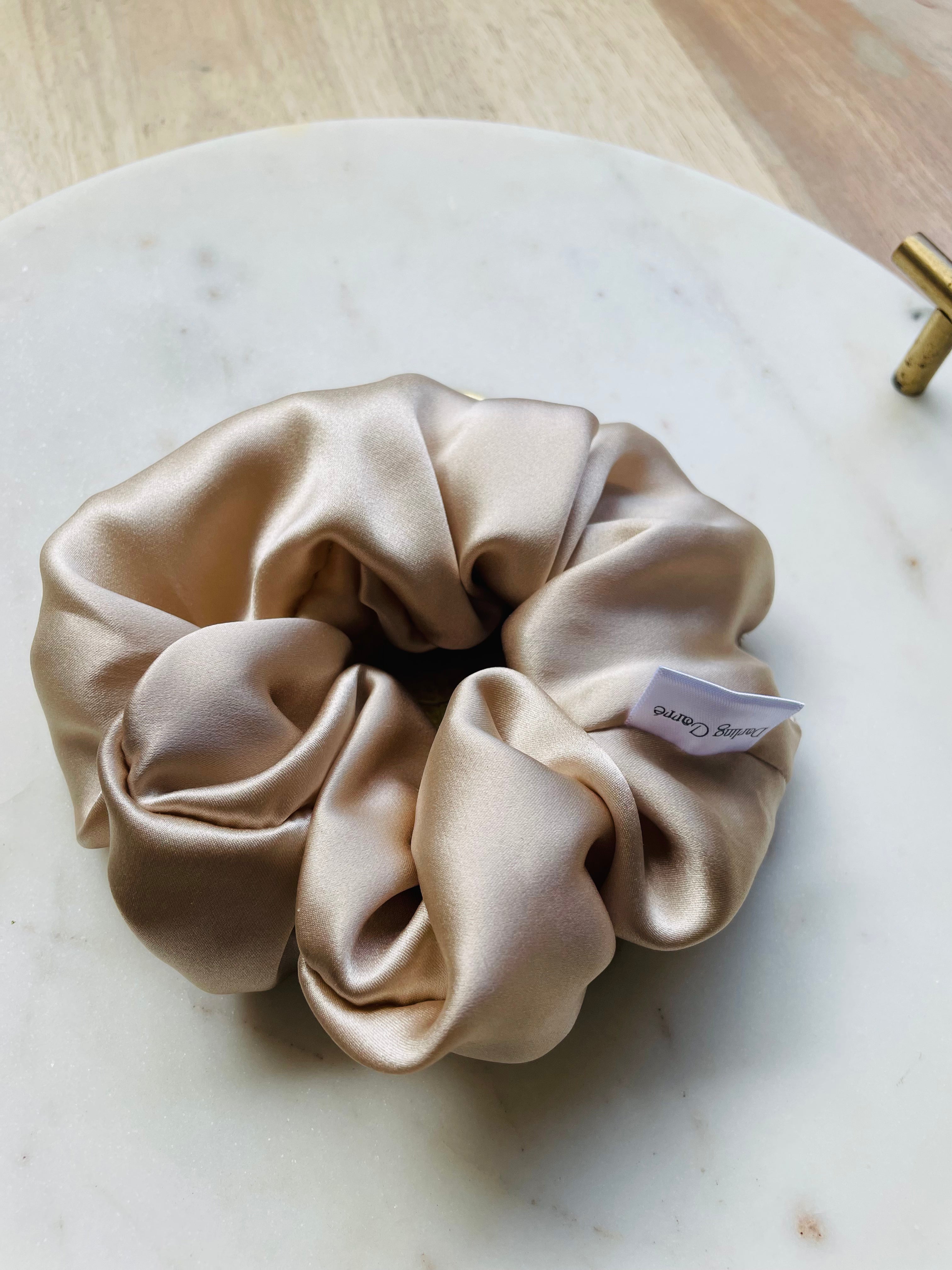 Elegance Up Silk Scrunchie Camel Cream