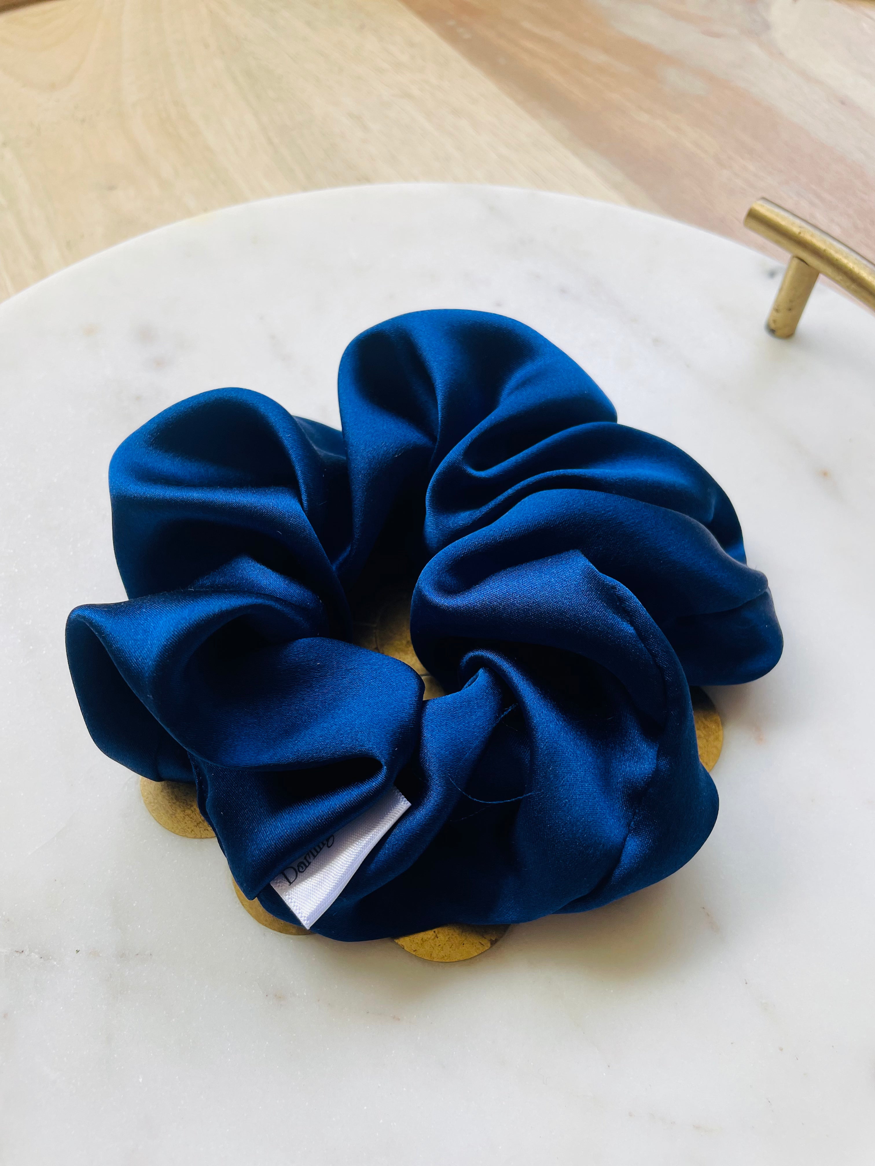 Elegance Up Silk Scrunchie Royal Blue